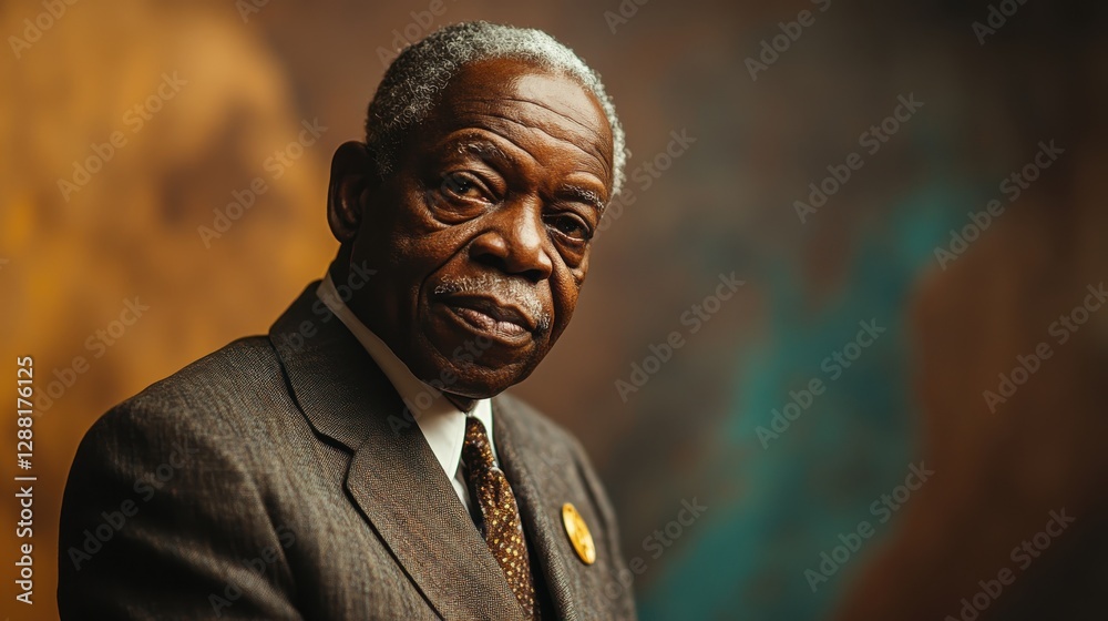 Portrait of an Elderly Man in Formal Attire with a Thoughtful Expression and Gentle Background Tone Portrait of an Elderly Man in Formal Attire with a Thoughtful Expression and Gentle Background Tone