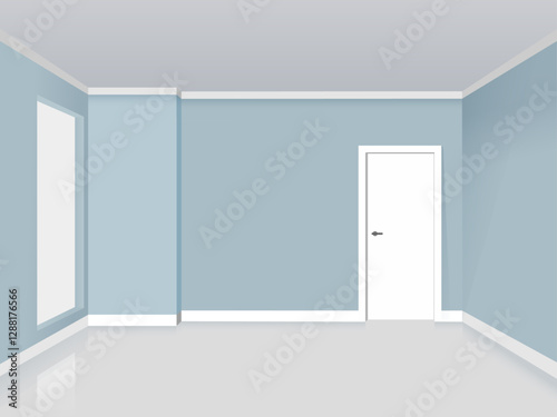 Interior blue sky wall clean room for decoration