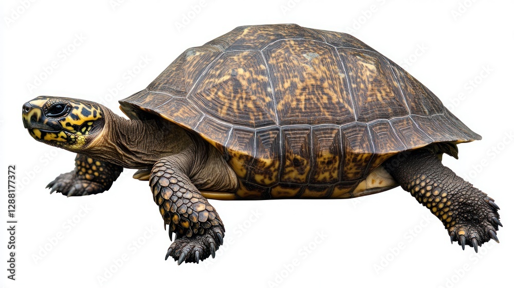 Fototapeta premium Spectacular Yellow-footed Tortoise on White Background