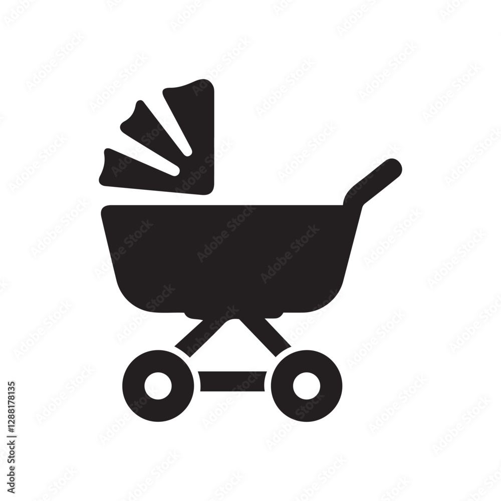 Creative Baby Trolley Silhouette Vector | Parenting & Baby Care Illustration Creative Baby Trolley Silhouette Vector | Parenting & Baby Care Illustration