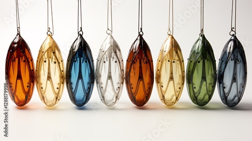 Ethereal Glass Ornaments: A Collection of Eight Exquisitely Crafted Hanging Decorations photo