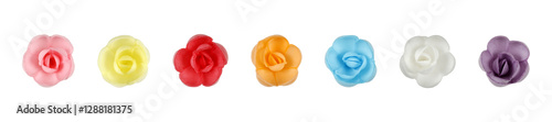 Simple Plastic Artificial Flowers for Decoration on Isolated White Background photo