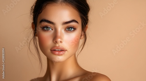 Stunning Portrait of a Young Woman with a Sun-Kissed Glow and Natural Makeup