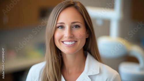 Expert dentist with a friendly smile in a modern dental clinic setting