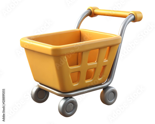 Empty Yellow Shopping Cart Isolated On White Background. Ai generated