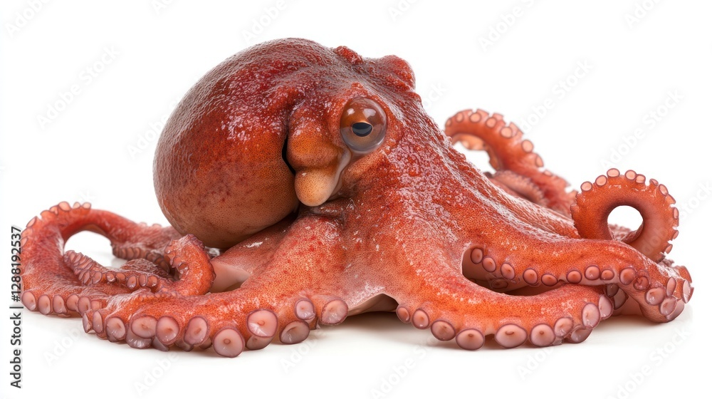 Fototapeta premium A Stunning Red Octopus Close-Up on White Background
