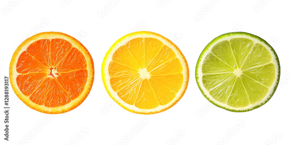 Fototapeta premium citrus slice, orange, lemon, lime, isolated on white background, clipping path