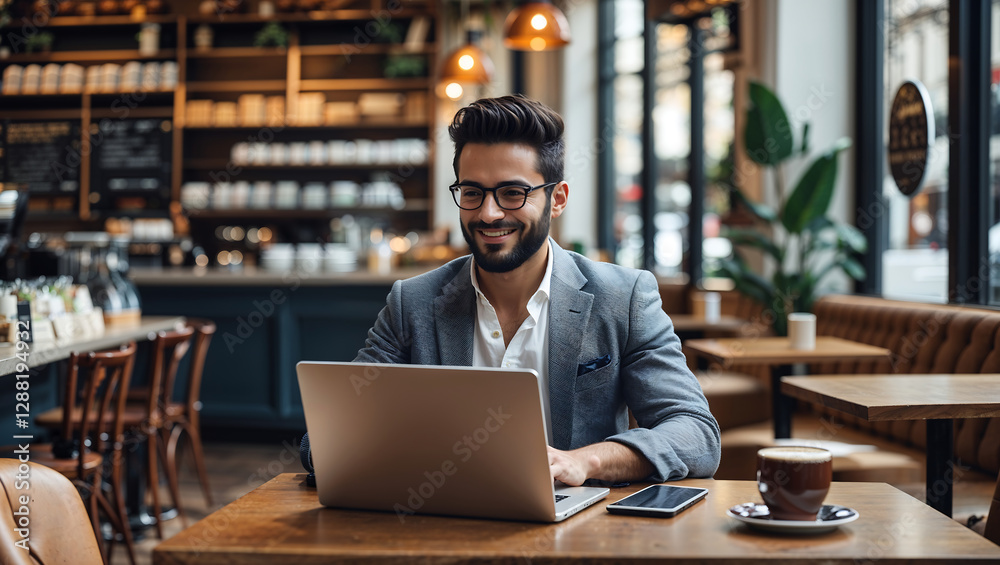 Creative Professional Working from Home with a Laptop in a Bright and Minimalist Office Creative Professional Working from Home with a Laptop in a Bright and Minimalist Office