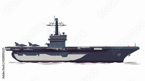 Illustration of a warship. Aircraft carrier.