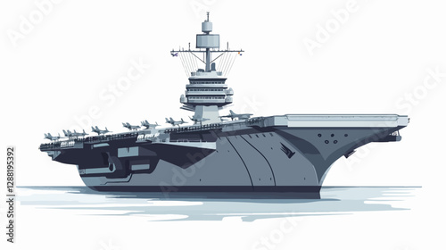 Illustration of a warship. Aircraft carrier.