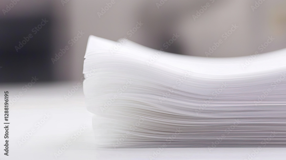 Stack of white paper sheets on clean surface