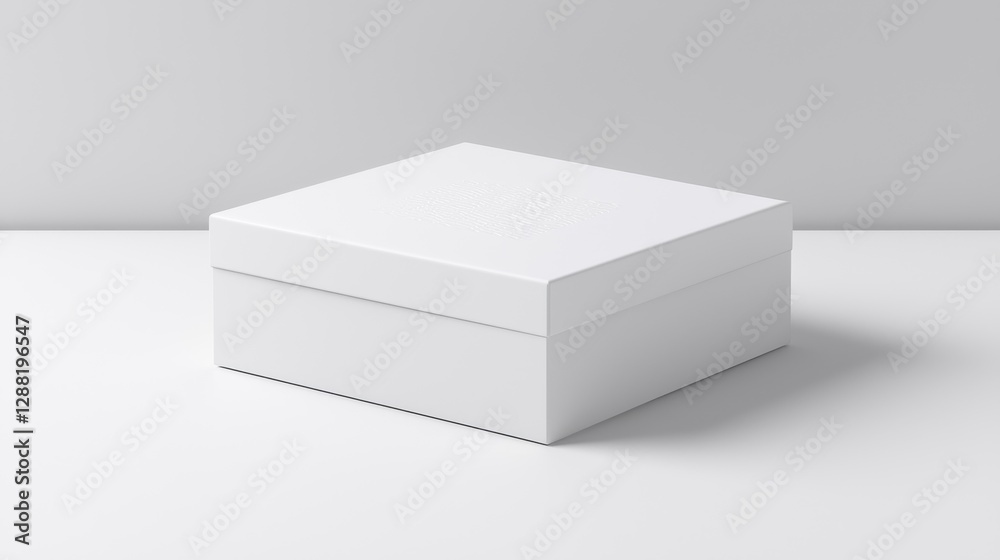 Minimalistic white box on a plain surface, perfect for presentations and product showcases. Minimalistic white box on a plain surface, perfect for presentations and product showcases.