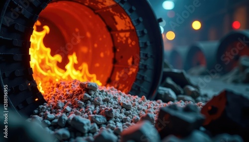 Burning waste material in the incinerator's combustion chamber, combustion, incineration