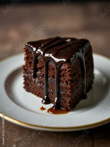 piece of chocolate cake with chocolate
