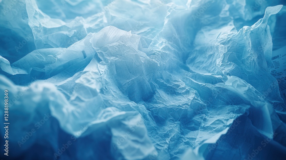 Obraz premium Crumpled blue paper texture background