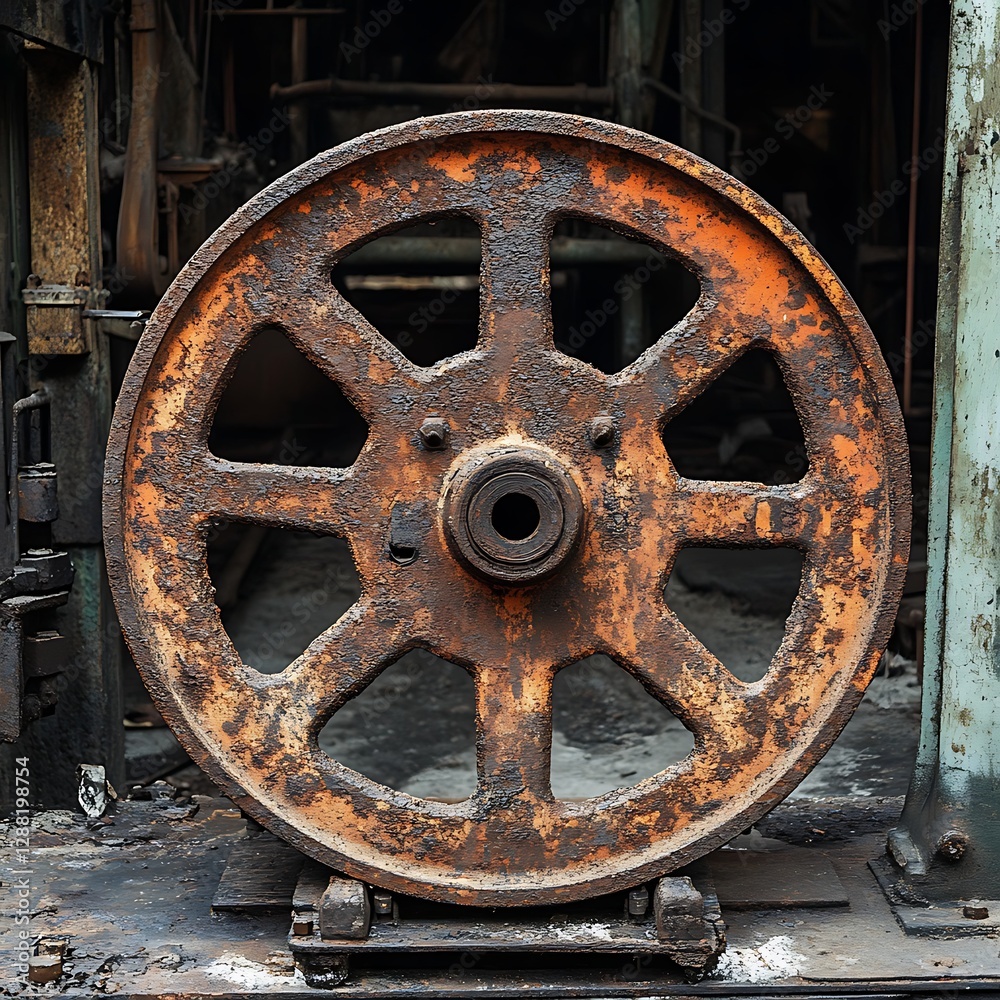 Obraz premium Rusty Industrial Gear Wheel