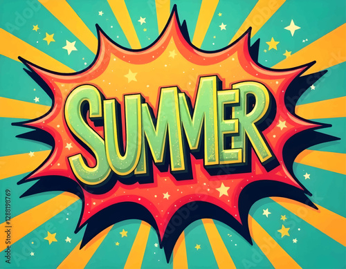 Summer lettering design, summer wording text, Pop art Vector illustration of Beach please, abstract background, Colorful word graffiti with splash background