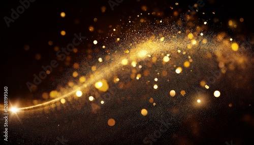 Golden particles. Abstract glamour background for celebration.