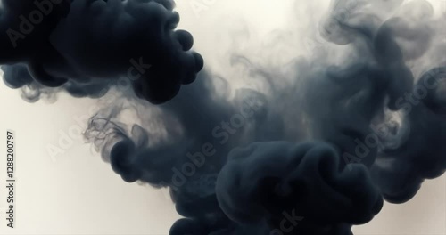Dark Ink Drops in Fluid, Abstract Art,  Background, Stock Photo