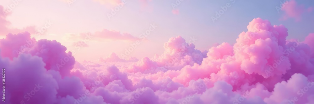 Fototapeta premium Soft pink and purple hues blend in the clouds, light, calming, watercolor
