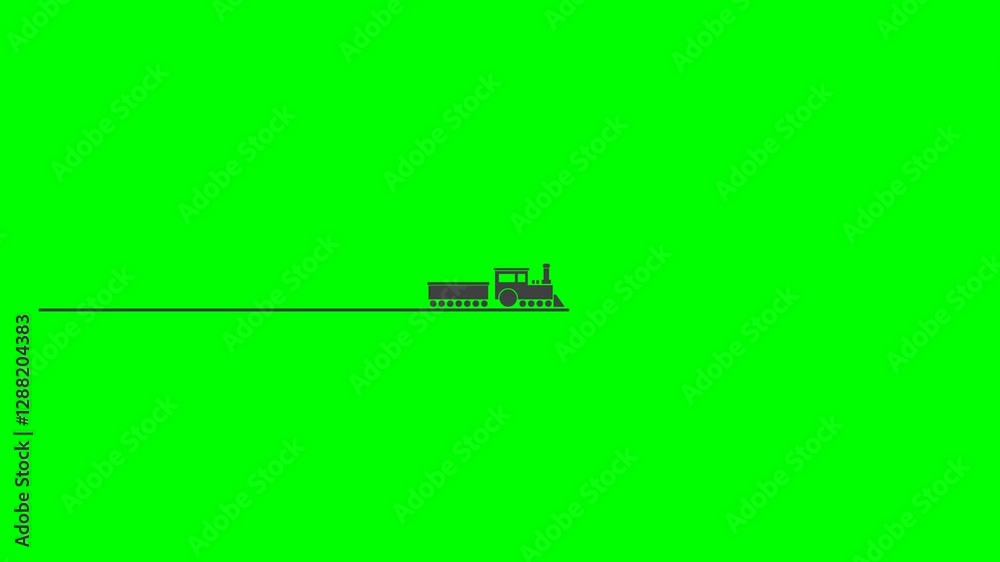 animated loading progress bar with steam train design in green screen ...