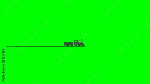 animated loading progress bar with steam train design in green screen background