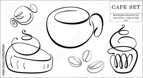 Cafe set - black line