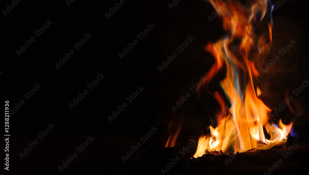 Dramatic Flames: A Fiery Display Against Black Dramatic Flames: A Fiery Display Against Black