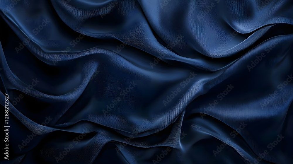 Fototapeta premium luxurious dark blue silk fabric drape