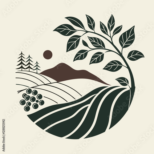 Create a unique brand image with template including forests and plantations