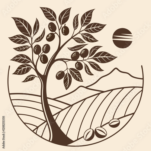 Eco-friendly logo for agribusiness with smooth shapes and natural elements
