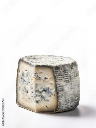 Ash-Ripened Cheese on white background Food ingredient Dairy Selection natural texture