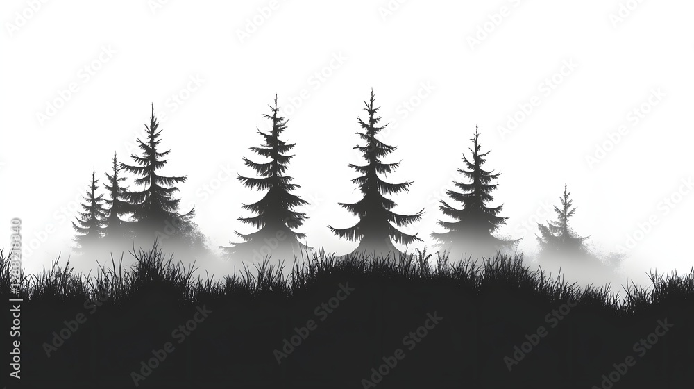 Obraz premium misty forest silhouette
