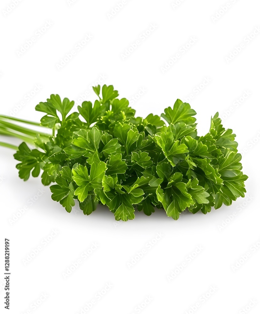 Fresh green parsley with green leaves on white background Fresh green parsley with green leaves on white background
