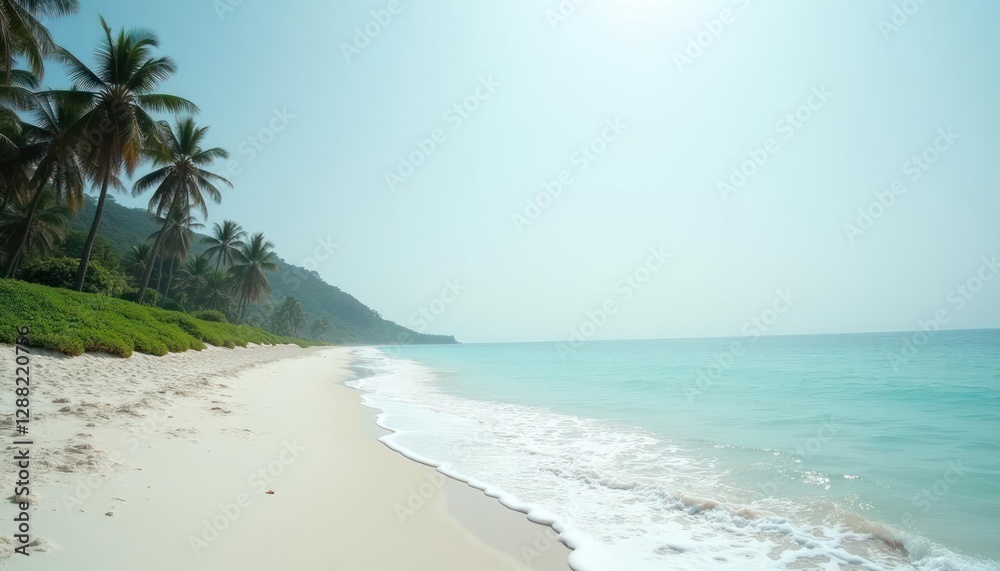 Turquoise Tranquility, Tropical Beach Paradise with Coconut Palm Trees Turquoise Tranquility, Tropical Beach Paradise with Coconut Palm Trees