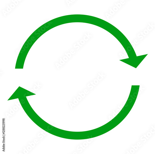 illustration of a green recycle or circular arrow. recycle icon