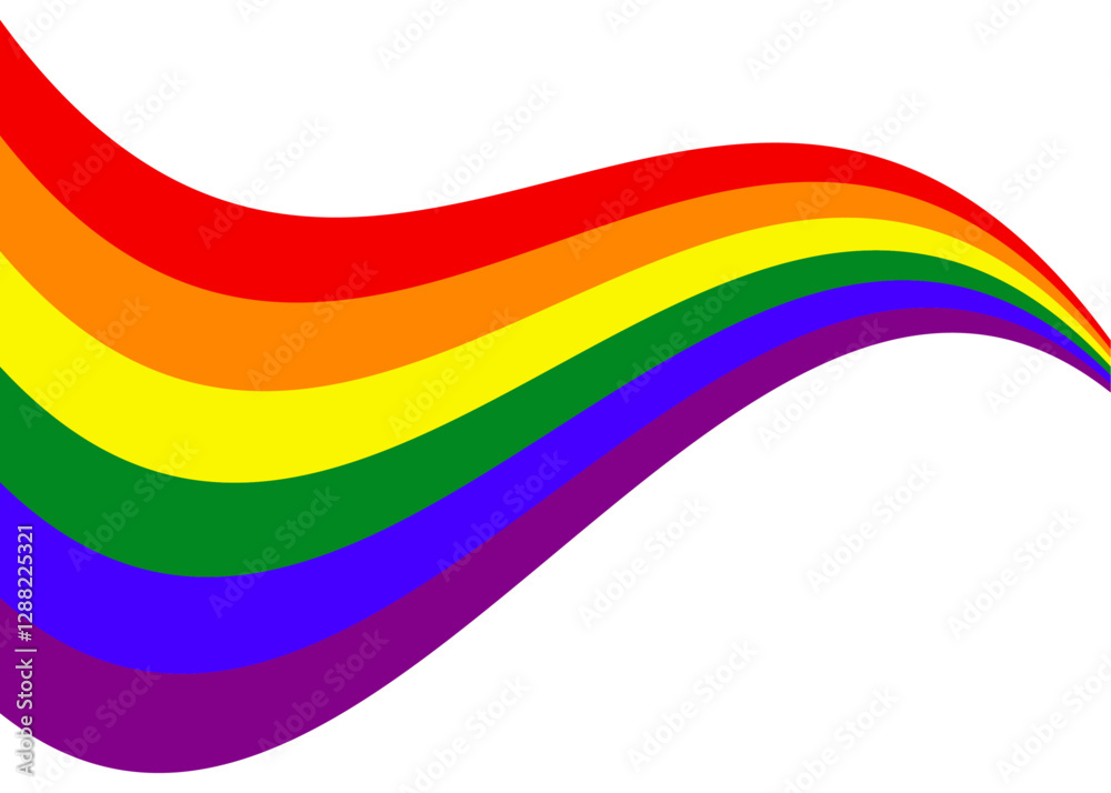 Logo lgbt. Mes del orgullo. Líneas curvas como olas con los colores de la bandera arcoiris Logo lgbt. Mes del orgullo. Líneas curvas como olas con los colores de la bandera arcoiris
