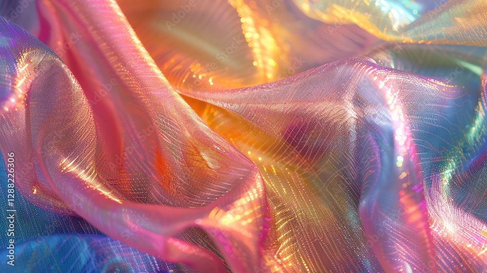 Obraz premium A close-up of a shiny, iridescent fabric.