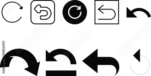 Undo and Redo icon set collection, move, nav bar, next,forward, direction,send, share, shuffle icon vector design.