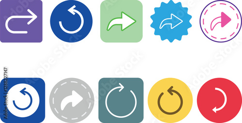 Undo and Redo icon set collection, move, nav bar, next,forward, direction,send, share, shuffle icon vector design.