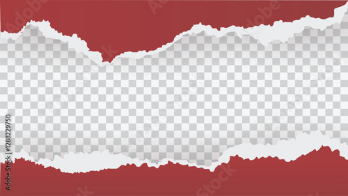 red torn paper on transparent background