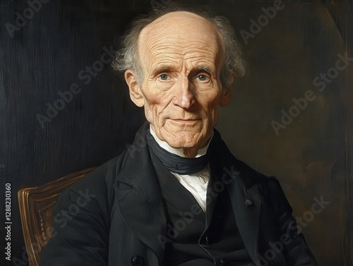 Elderly Man with Intense Expression in Classic Portrait Style, Capturing Wisdom and Experience through Fine Art Techniques