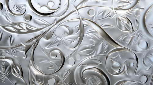 A closeup of an etched glass surface with a floral design.