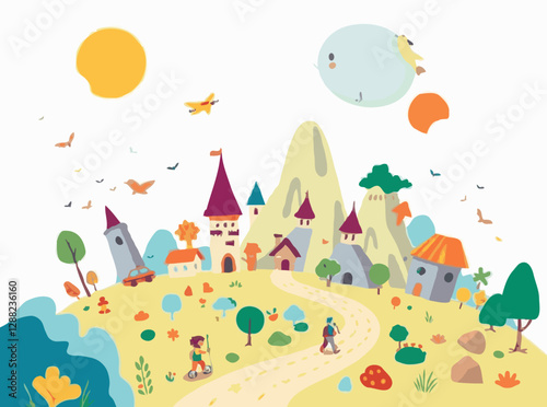 Colorful Imaginary Worlds for Children's Adventures
