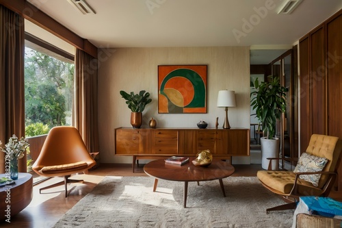 mid century interior home design of modern room 