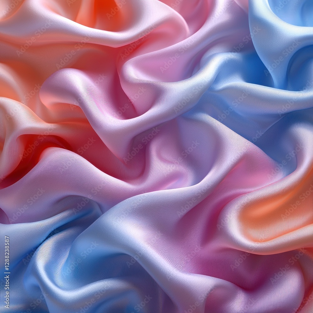 Obraz premium Colorful silk fabric folds close up