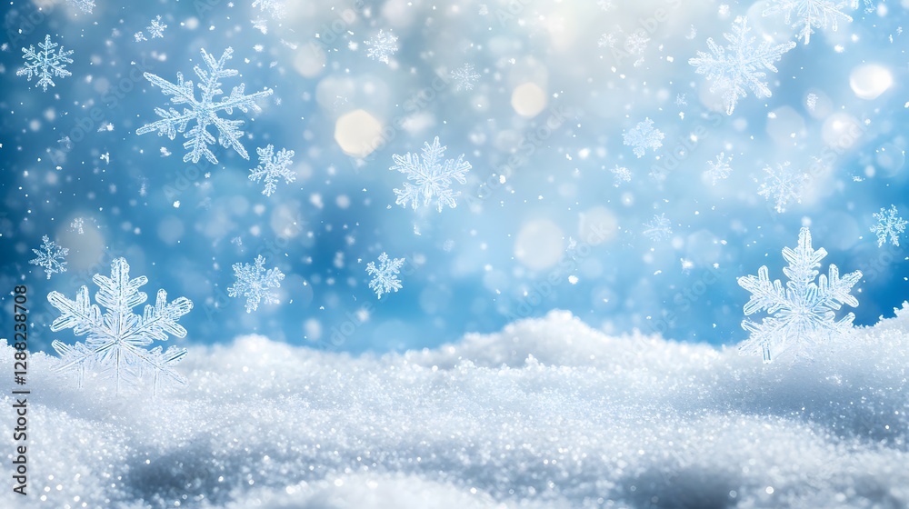 Naklejka premium winter wonderland snow scene with falling snowflakes