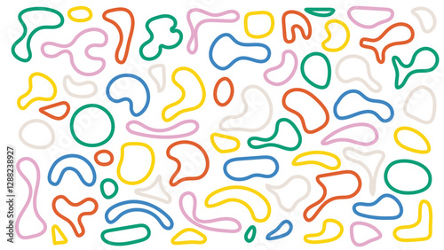 Colorful abstract blobs with liquid outlines, suitable for speech bubbles, creative backgrounds, and modern decor. High quality vector set of organic shapes for versatile design.