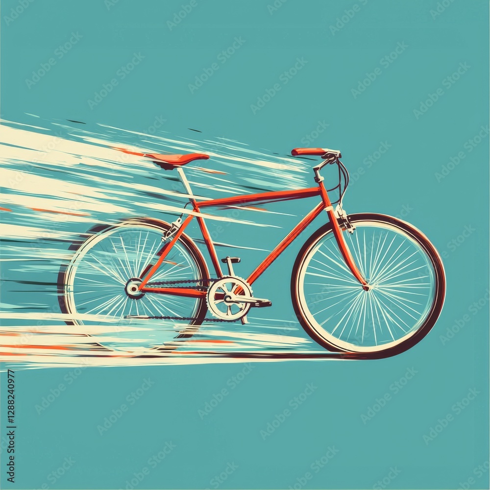 Fototapeta premium Speeding Bicycle in Motion with Dynamic Background Effects