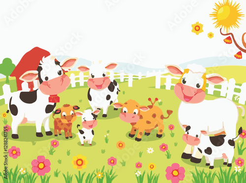 Happy Farm Animals in a Bright and Lively Setting